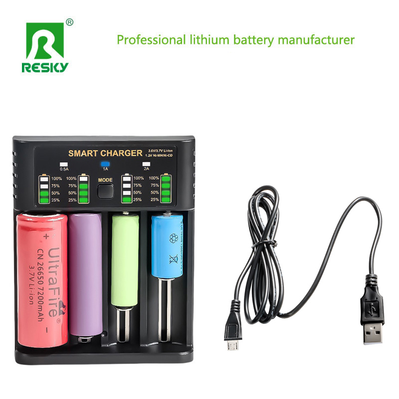 4.2V 4 Slots Rechargeable smart Battery Charger 500mA 1A 2A for Li-ion ...