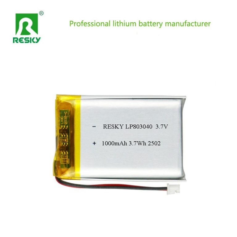 Flat Lipo batteries LP803040 3.7V 1000mAh 3.7wh square  rechargeable Lithium Ion Battery Cell
